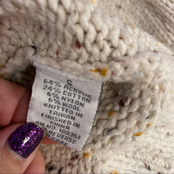 Cute Beige Cowl Neck Sweater with Colorful Rainbow Flecks - Picture 10 of 10